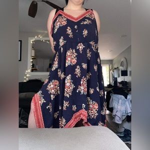 Xhiliration Womens Plus 4X Paisley Summer Asymmetrical Thin Strap Midi Dress